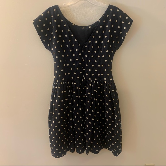 Anthropologie Lilis Closet 100% Linen Blend Polka Dot Fit n Flare Dress - Picture 8 of 11